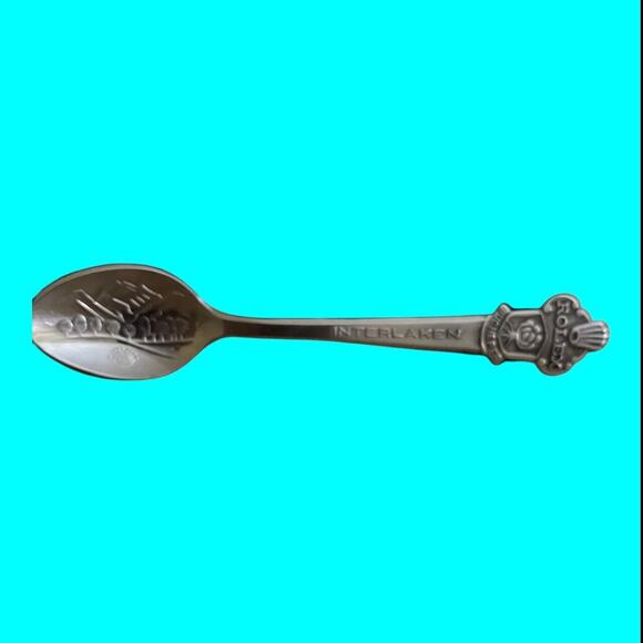 Vtg Rolex Spoon Bucherer of Switzerland Interlaken Silver Plated Mountains Trees - Picture 5 of 8